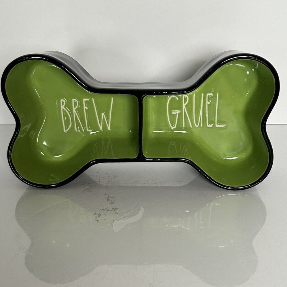 NIB Rae Dunn Brew Gruel Dog Food Bowl Pet Bowl Halloween Black / Green New